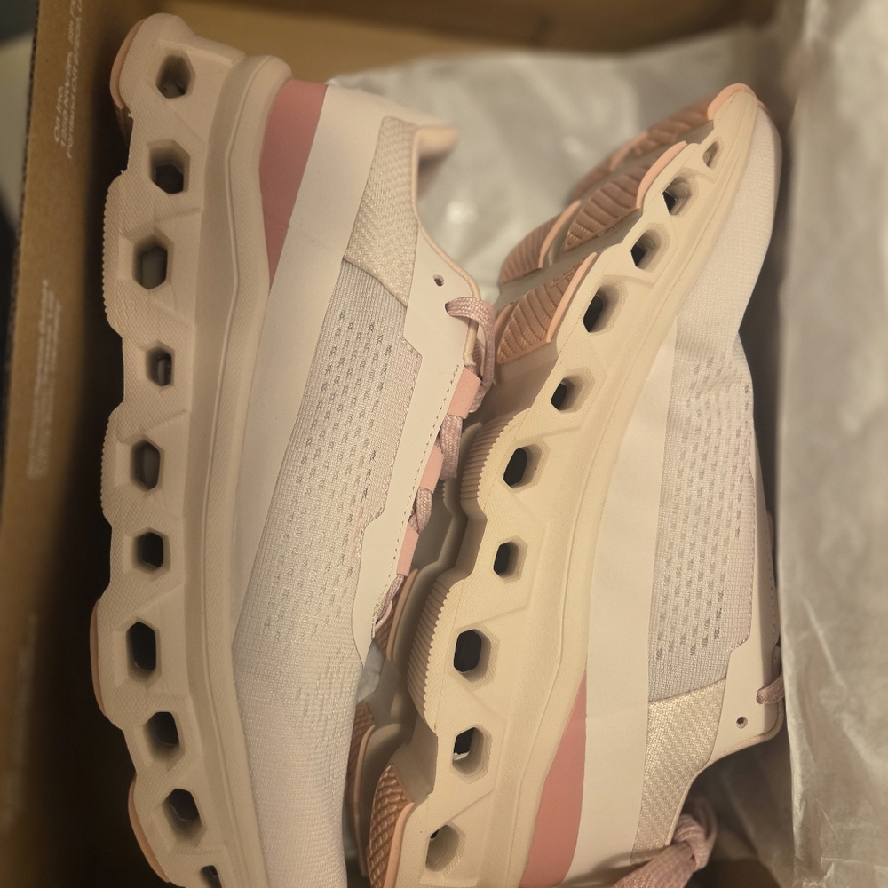 On Running Women's Cloudmonster Shoes - Moon and Fawn - Picture 2 of 5